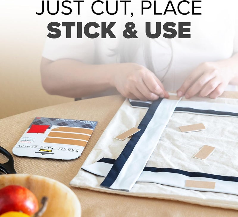 Scotch  Permanent Fabric Tape Strips, 0.75 in. x 4 in., Machine Washable, Perfect Hemming Tape for DIY and Crafting, 1-Pack, 30 Strips - Image 4